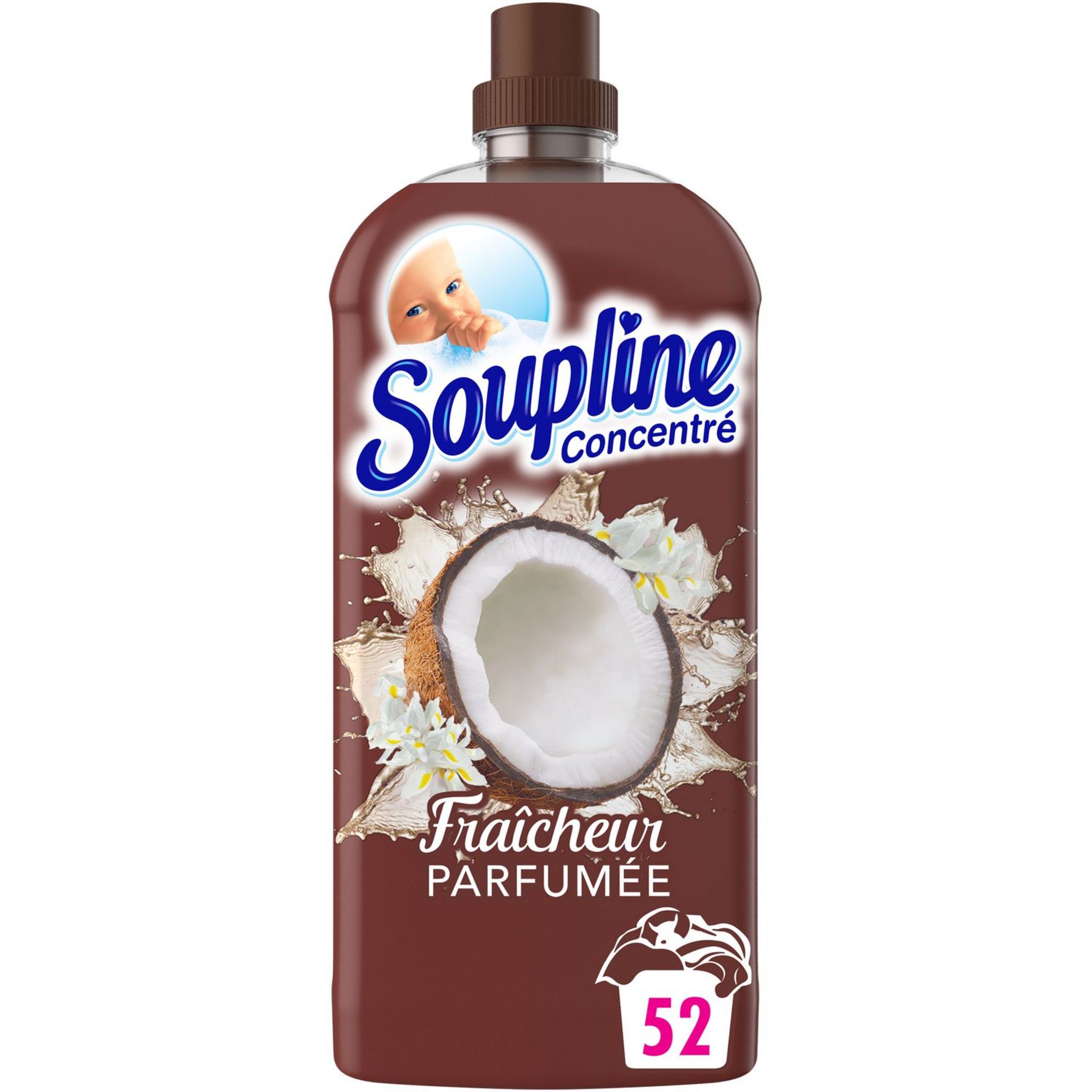 SOUPLINE Assouplissant concentré fraîcheur parfumé coco 52 lavages 1,2l pas  cher 