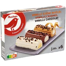 AUCHAN Bûchettes vanille chocolat caramel 6 pièces 306g