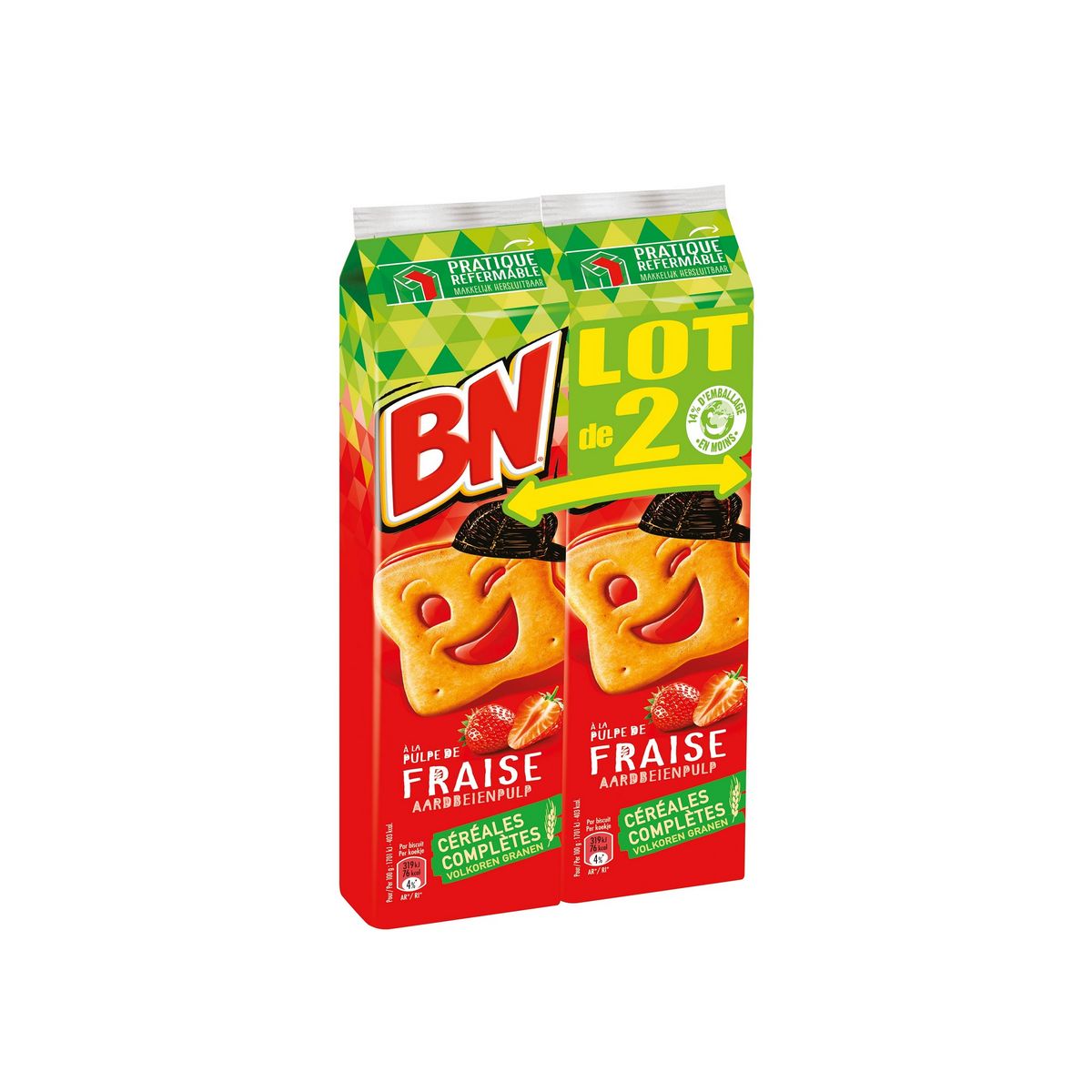 BN Biscuits Fourrés à La Fraise 2x16 Biscuits 590g Pas Cher - Auchan.fr