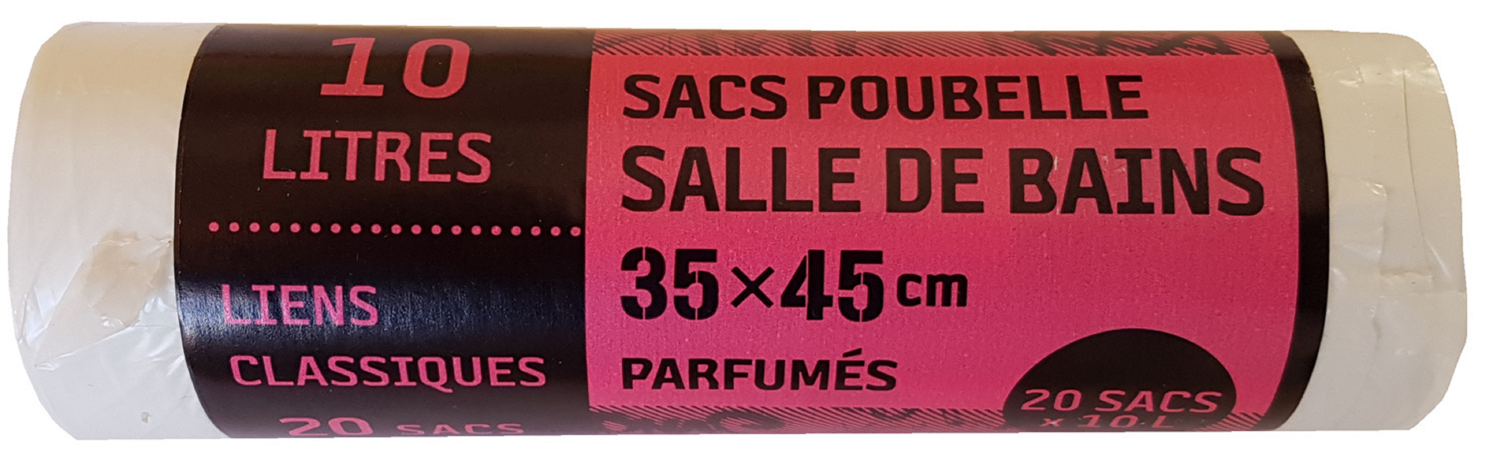 AUCHAN Sacs poubelle salle de bain liens détachables 10l 20 sacs