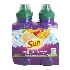 SUN Jus multi vitaminé à base de concentrés d'orange et tropical  4x20cl