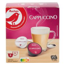 AUCHAN Capsules de café cappuccino compatible Dolcé Gusto 10 capsules 110g