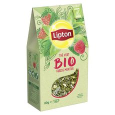 LIPTON Thé vert fraise menthe bio en vrac 40 tasses 80g