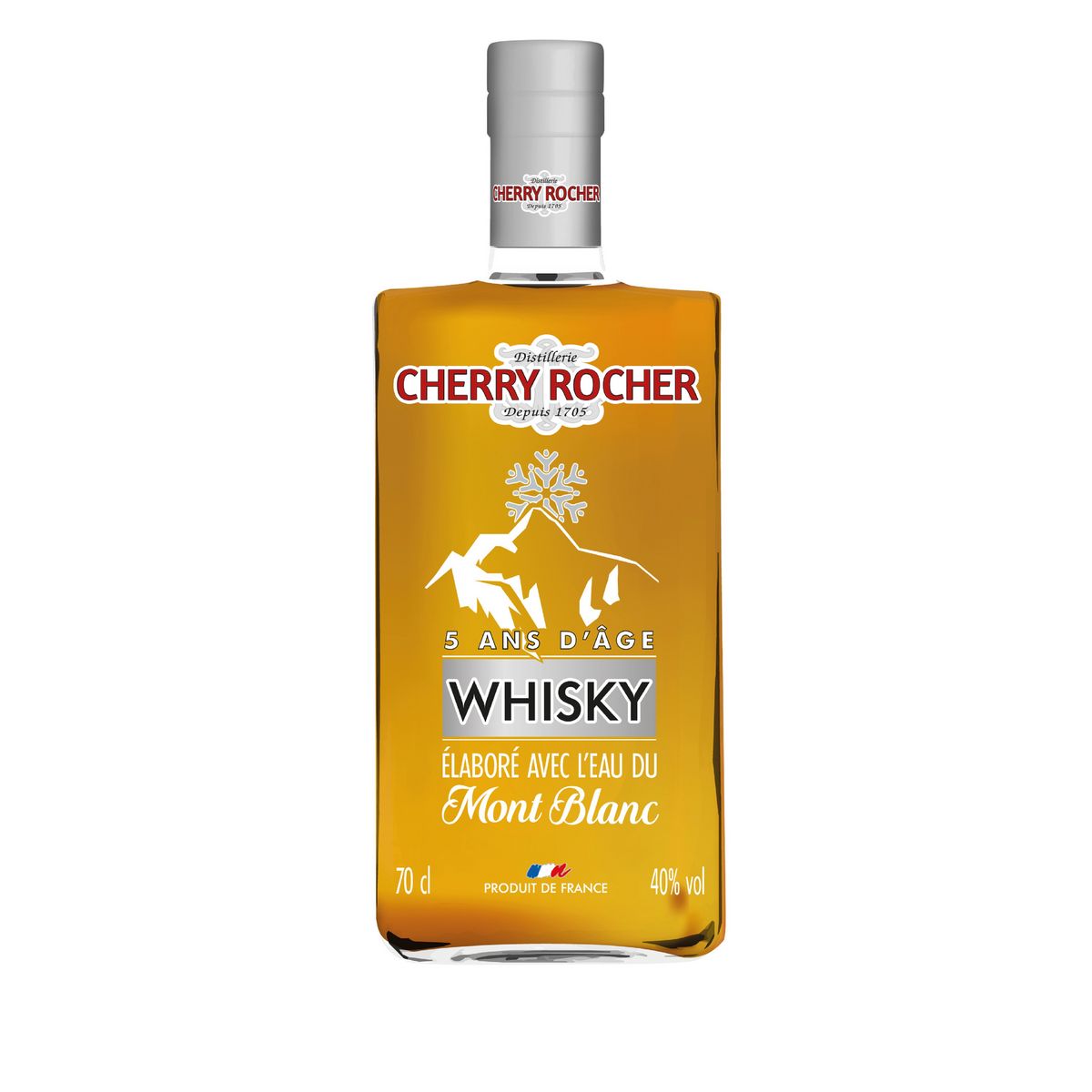 cherry rocher whisky 40 eau du mont blanc 5 ans 70cl pas cher a prix auchan