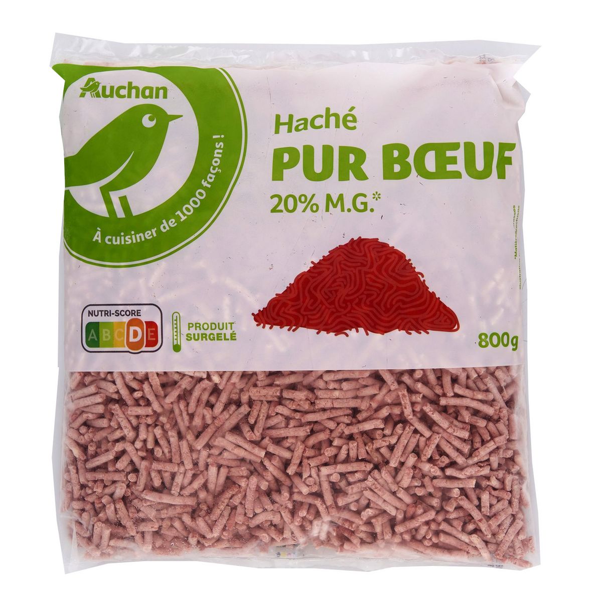 AUCHAN ESSENTIEL Haché pur bœuf 20% MG 800g