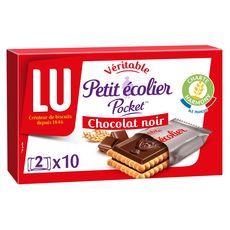 PETIT ECOLIER Biscuits nappés chocolat noir sachets fraîcheur 10x2 biscuits 250g