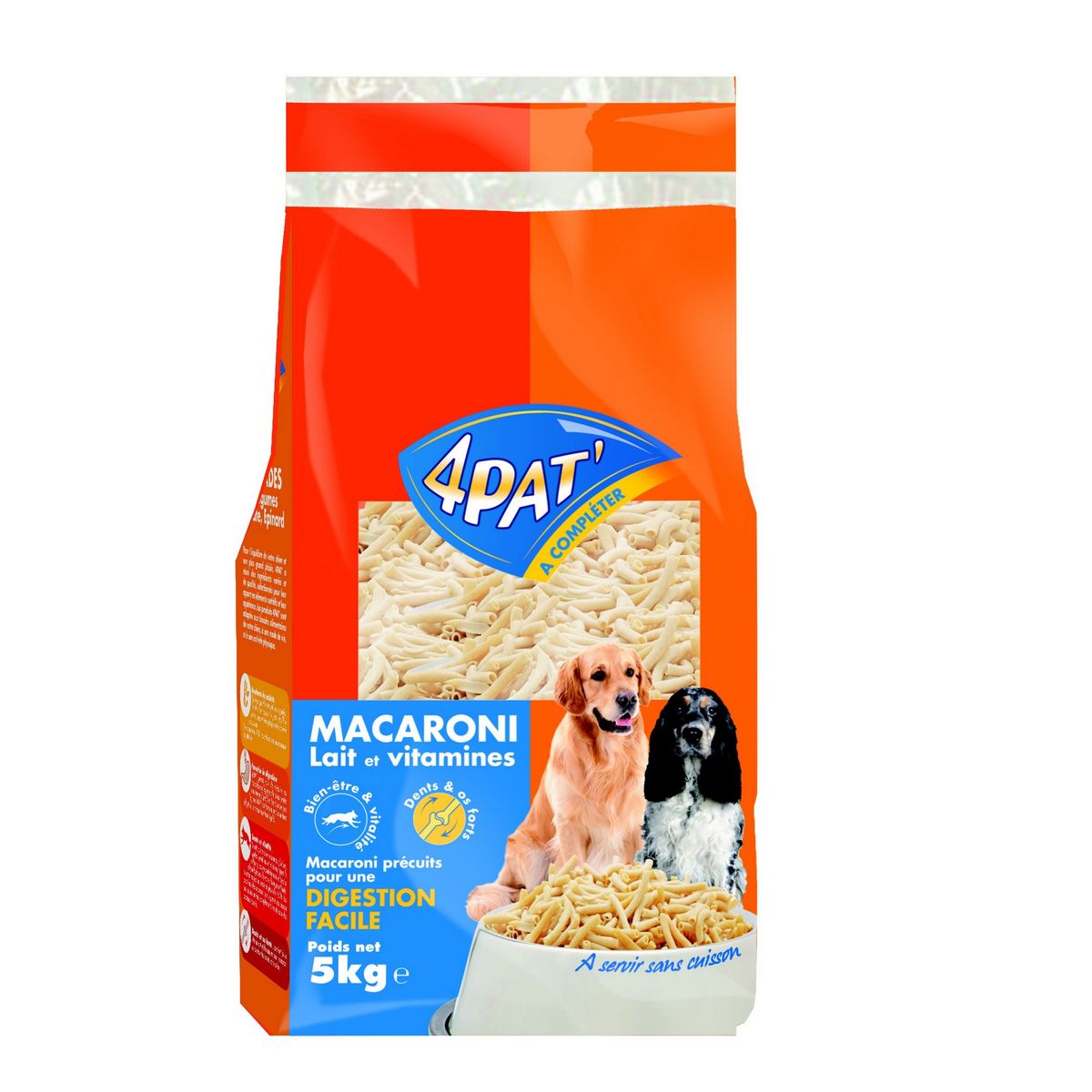 4 PAT Sac de pâtes macaroni pour chien 5kg pas cher à prix Auchan