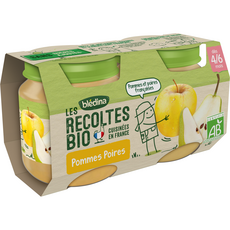 Bledina Les Recoltes Bio Puree Pomme Poire Pour Bebe Des 4 Mois 2 Pots De 130g Pas Cher A Prix Auchan