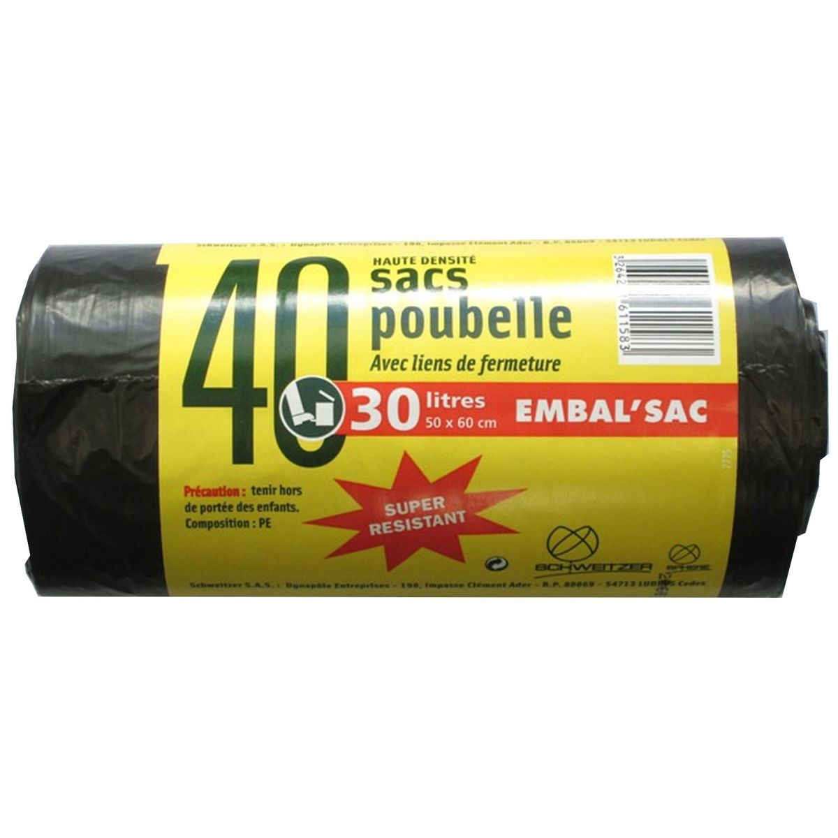 EMBAL SAC Sacs poubelle super r sistant avec liens de fermeture