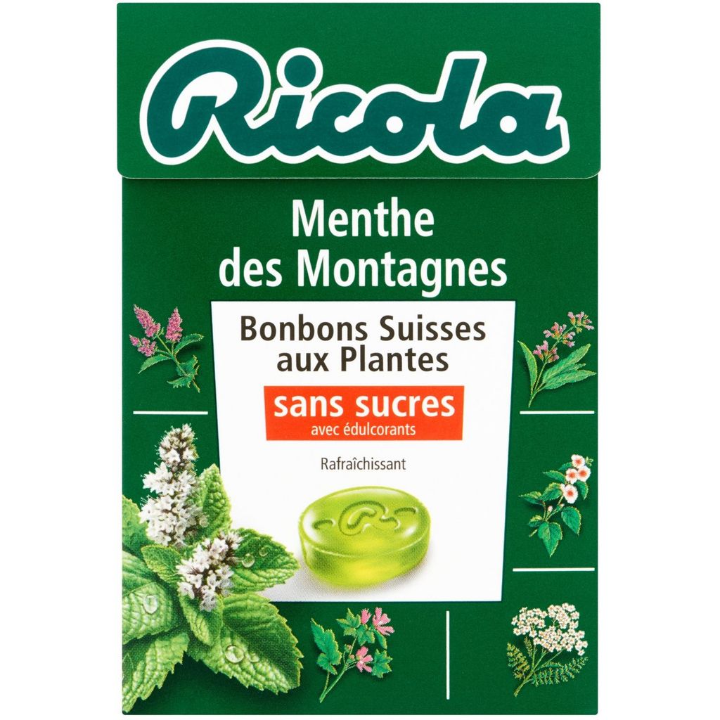 Bonbons sans sucres menthe Ricola 50g sur