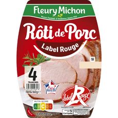 FLEURY MICHON Rôti de porc supérieur Label Rouge 4 tranches 160g