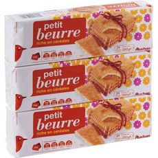 AUCHAN Biscuits petit beurre 3 paquets 200g