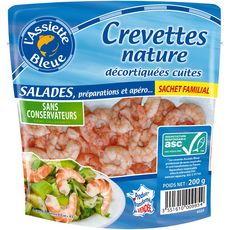 L'ASSIETTE BLEUE Crevettes nature décortiquée cuites asc  200g