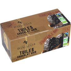 CHEVALIERS D'ARGOUGES Tuiles biscuits chocolat noir aux éclats de noisettes bio 120g