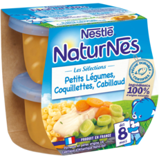 NESTLE Naturnes bol légumes coquillettes et cabillaud dès 8 mois 2x200g