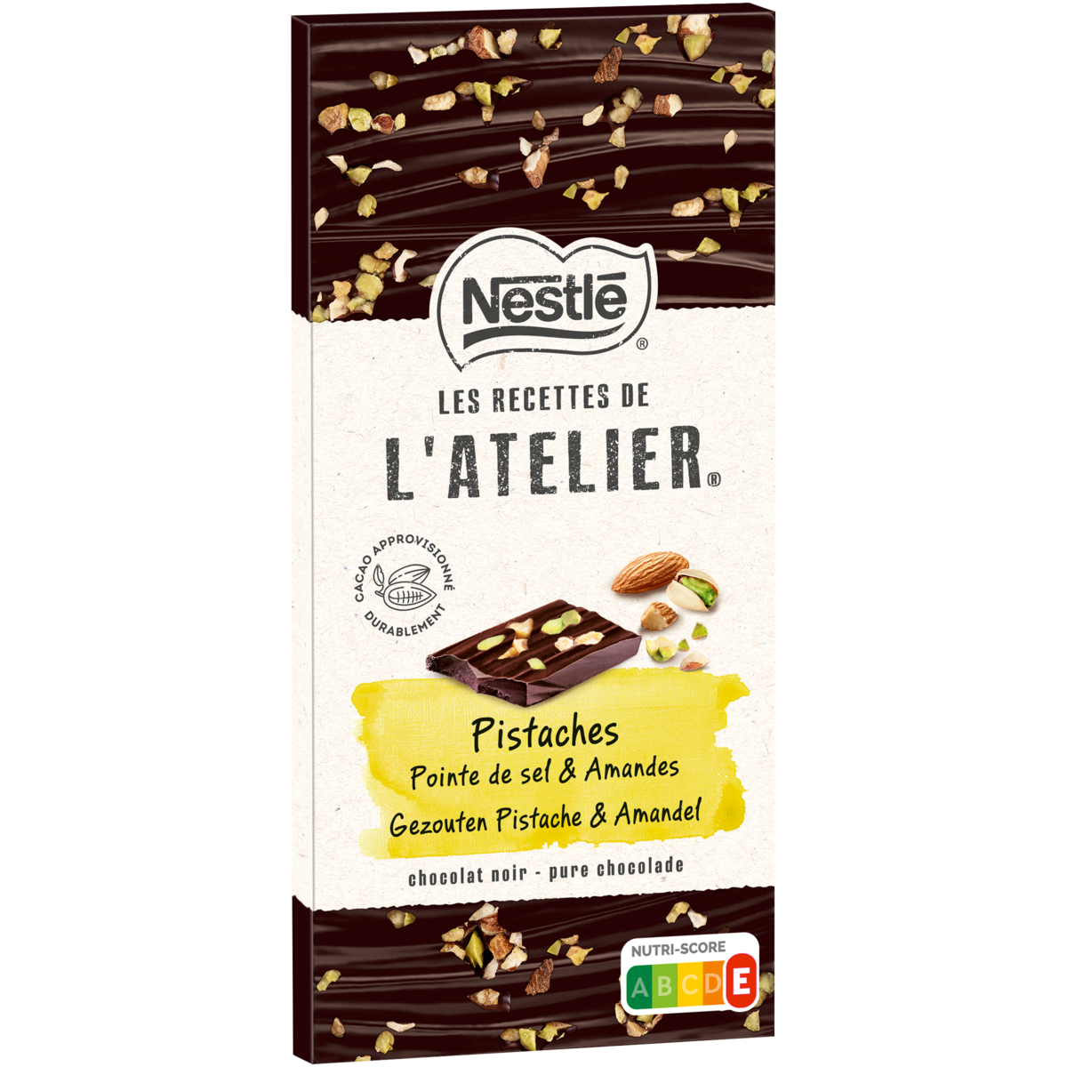 Tablette praliné pistache lait - Chocolaterie Henriet