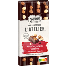 NESTLE Les Recettes de L'Atelier Tablette dégustation chocolat noir avec noisettes entières torréfiées   170g