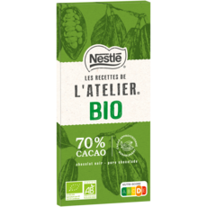 NESTLE Les Recettes de l'Atelier Bio Chocolat noir dégustation 80g