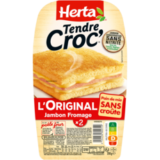 HERTA Tendre Croc' l'original jambon et fromage pain de mie sans croûte 2 pièces 200g