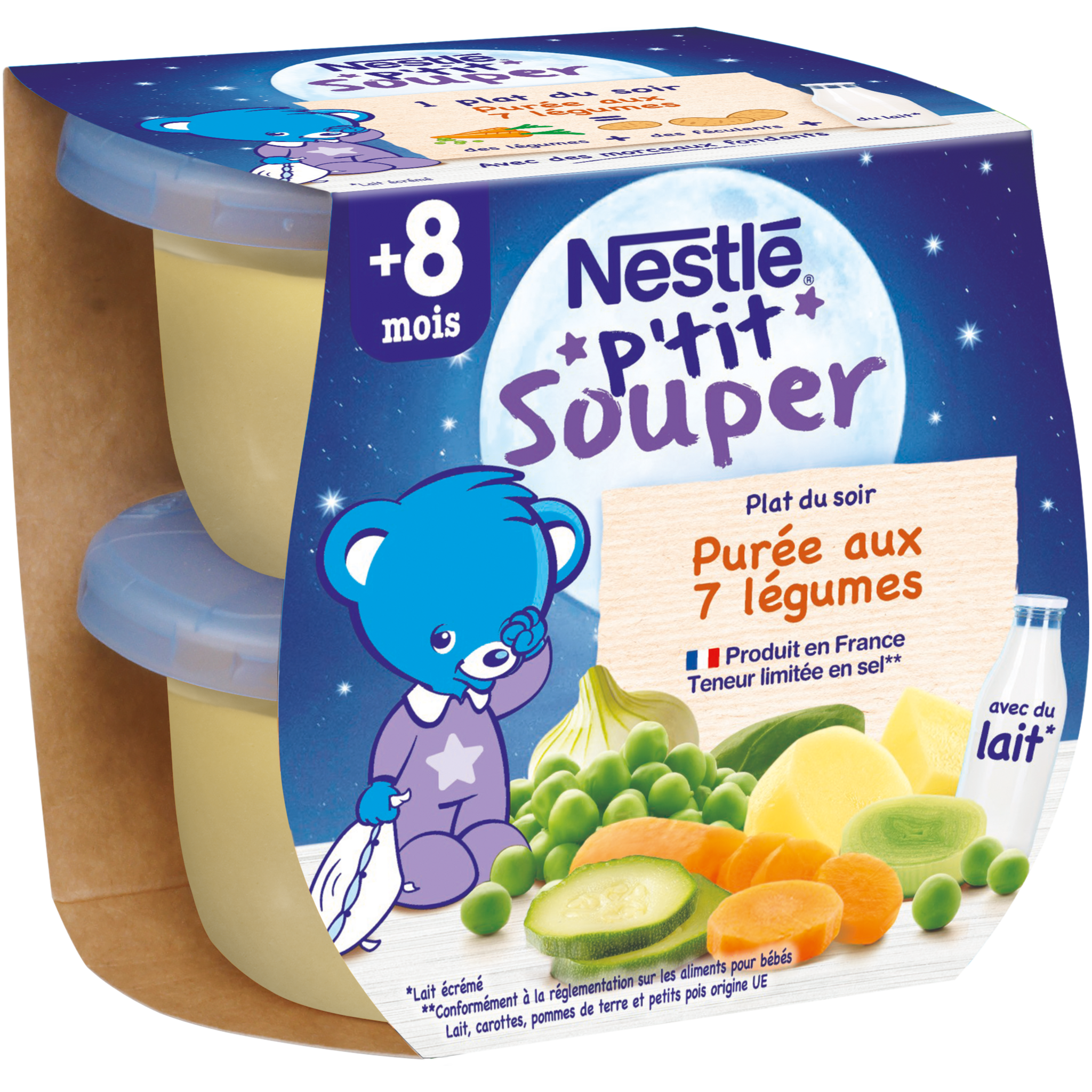 Nestle P Tit Souper Bol Puree Aux 7 Legumes Des 8 Mois 2x0g Pas Cher A Prix Auchan