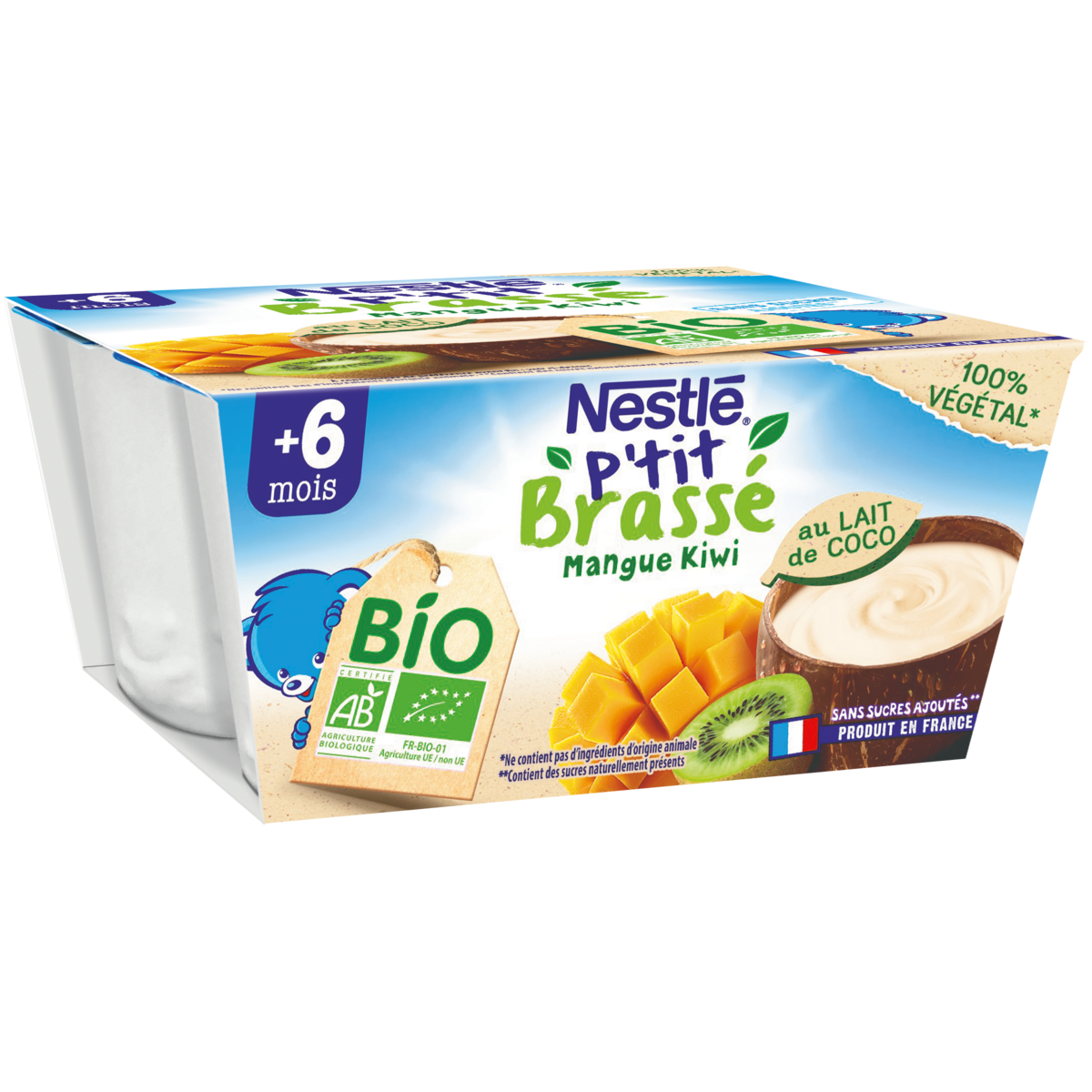 Nestle P Tit Brasse Pot Dessert Lait Coco Mangue Kiwi Bio Des 6 Mois 4x90g Pas Cher A Prix Auchan