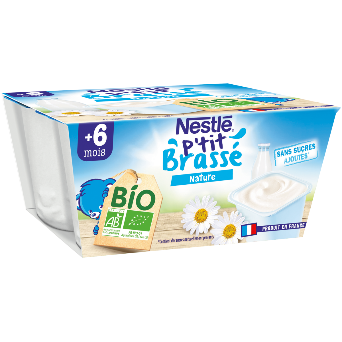 Nestle P Tit Brasse Petit Pot Dessert Lacte Nature Bio Des 6 Mois 4x90g Pas Cher A Prix Auchan