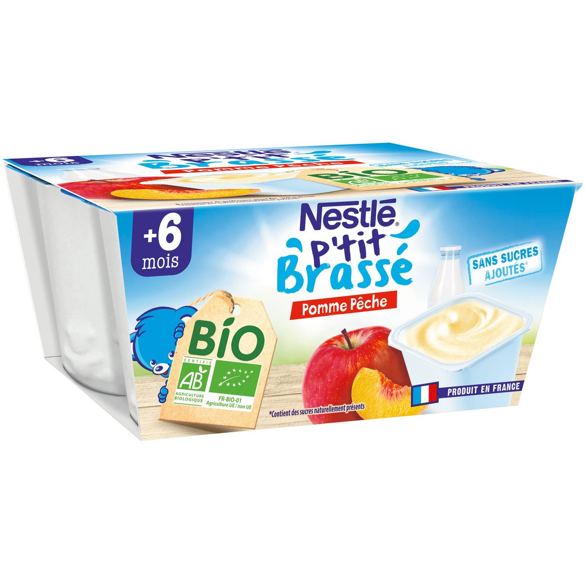 Nestle P Tit Brasse Pot Dessert Lacte Pomme Et Peche Bio Des 6 Mois 4x90g Pas Cher A Prix Auchan