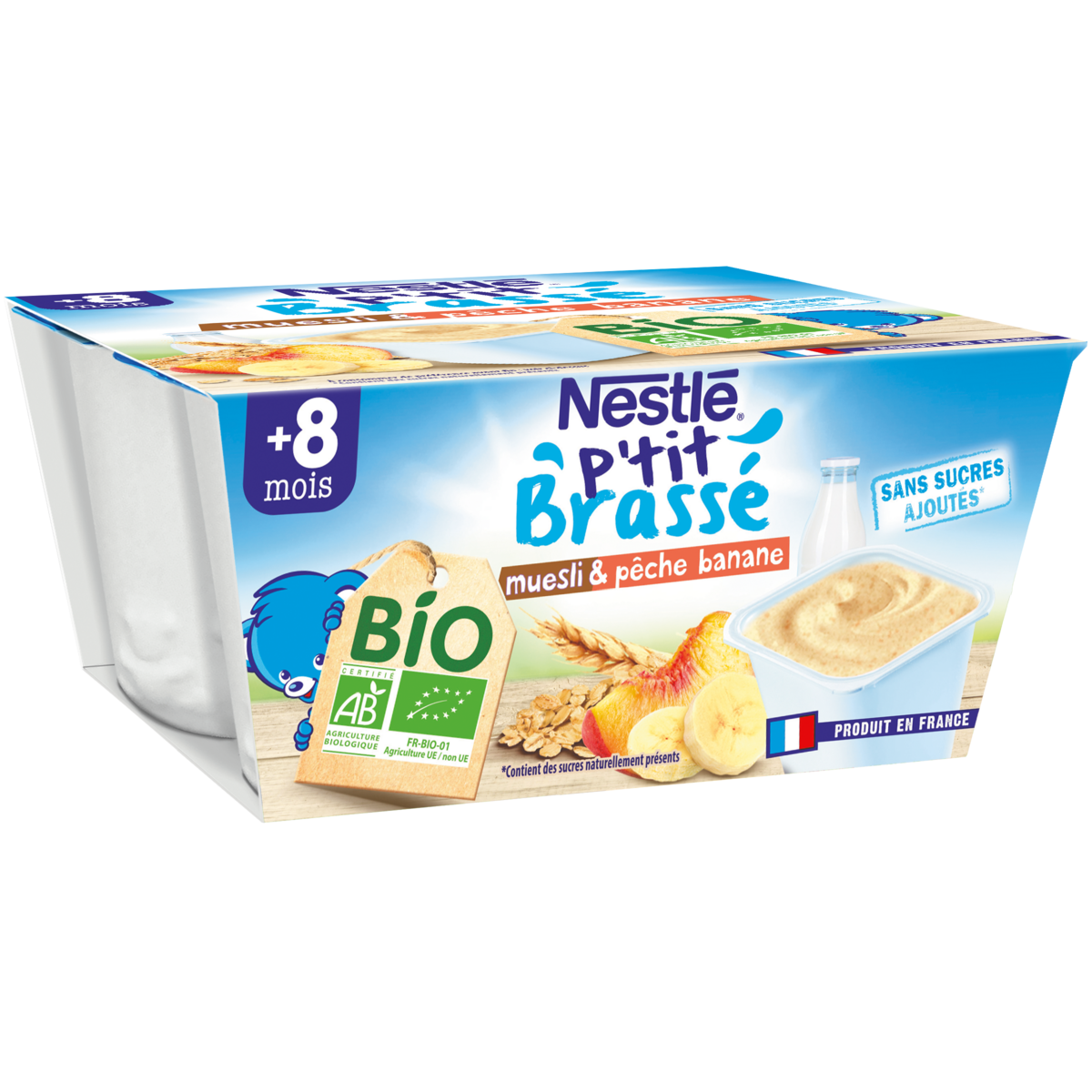 Nestle P Tit Brasse Pot Dessert Lacte Muesli Peche Banane Bio Des 8m 4x90g Pas Cher A Prix Auchan