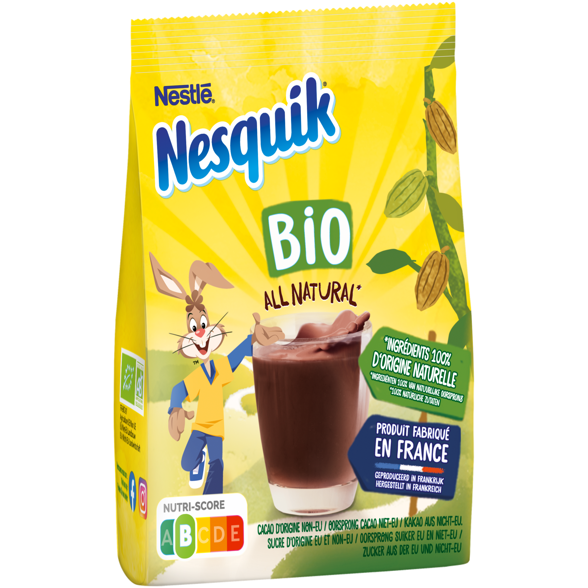 Nesquik All Natural Preparation En Poudre Instantanee Chocolat Bio 350g Pas Cher A Prix Auchan