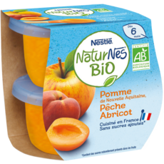 NESTLE Naturnes petit pot dessert pomme pêche abricot bio dès 6 mois 2x115g