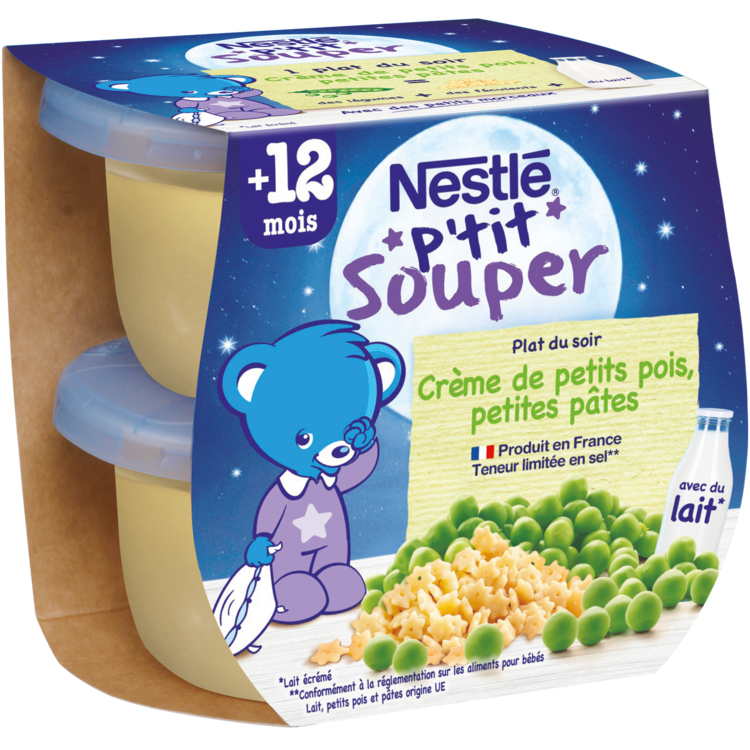 Nestle P Tit Souper Bol Creme De Petits Pois Et Pates Des 12 Mois 2x0g Pas Cher A Prix Auchan