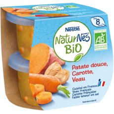 NATURNES Petit pot patate douce carotte veau bio dès 8 mois 2x130g