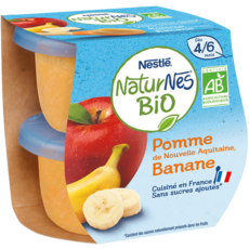 NESTLE Naturnes petit pot Dessert pomme banane bio dès 4 mois 2x115g
