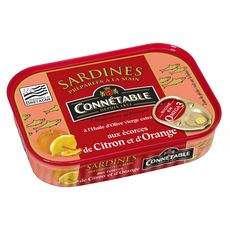 CONNETABLE Sardines à l'huile d'olive vierge extra aux écorces de citron et d'orange 135g