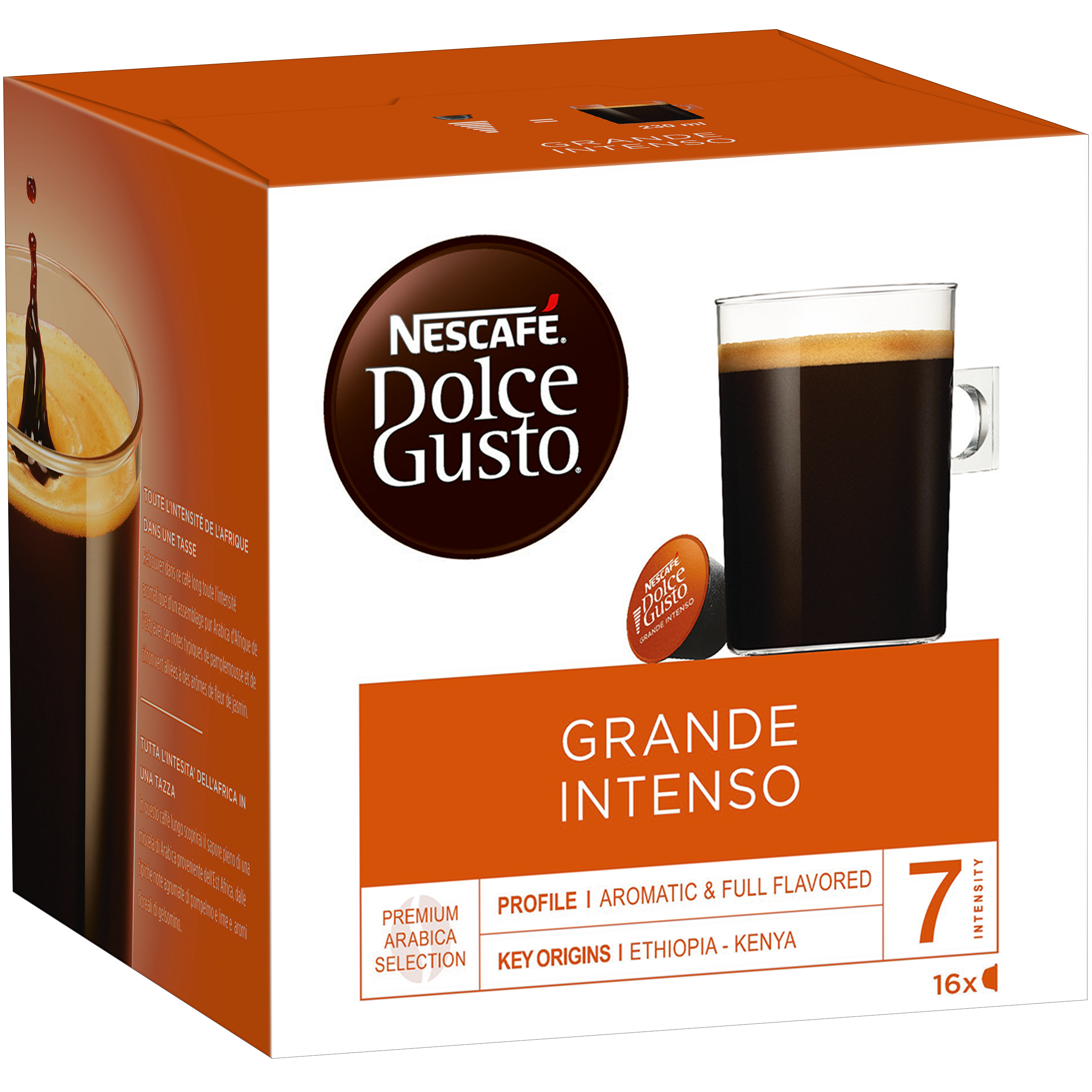 AUCHAN Capsules de café grande intensité 3 compat.Dolcé Gusto 10 capsules  70g pas cher 