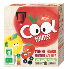 VITABIO Gourdes pomme fraise myrtille sans sucres ajoutés fabriqué en France 4x90g