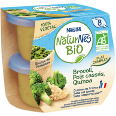 NATURNES Bio Purée de brocolis pois cassés quinoa pour bébé dès 8 mois  2x190g