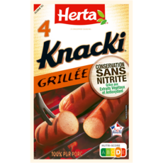 HERTA Saucisses Knacki grillée sans nitrites 4 pièces 280g