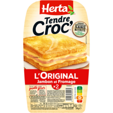 HERTA Tendre Croc' l'original jambon et fromage 2 pièces 200g