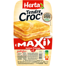 HERTA Tendre Croc' maxi jambon et fromage 2 pièces 300g