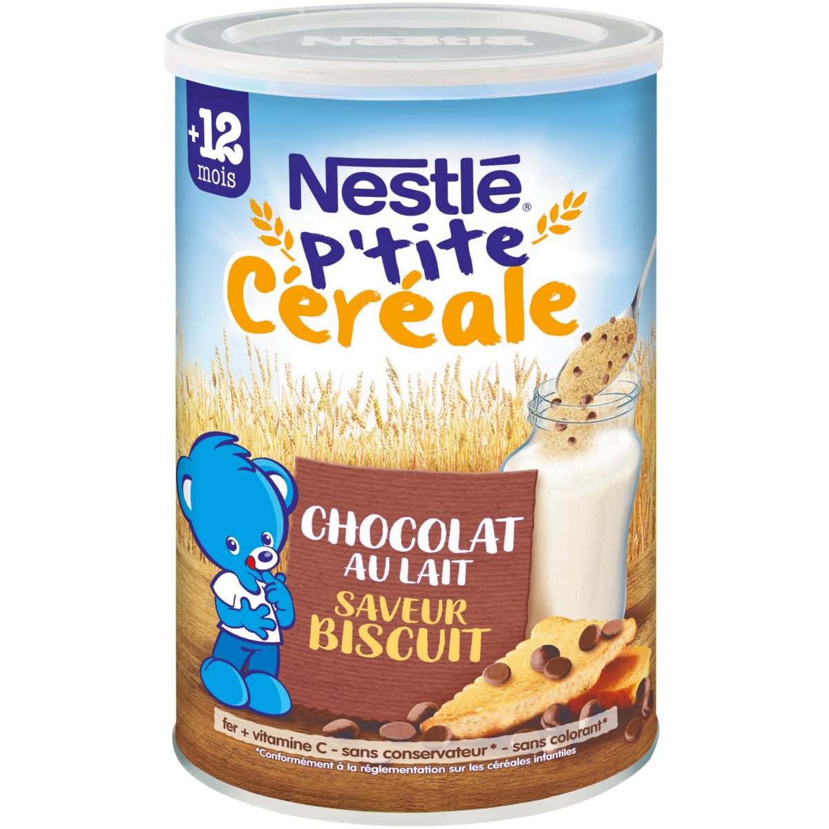 NESTLE P'tite céréale chocolat au lait biscuité en poudre dès 12 mois 400g