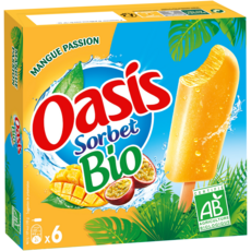 OASIS Bâtonnet sorbet mangue passion bio 6 pièces 240g