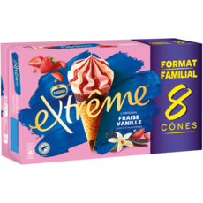 EXTREME Cône glacé fraise et vanille 8 pièces 568g
