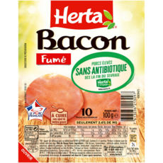HERTA Bacon fumé sans antibiotiques 10 tranches 100g