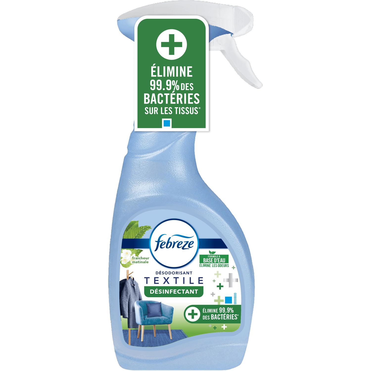 FEBREZE Spray Fraîcheur Du Matin Désinfectant Désodorisant Textile 500ml  pas cher 