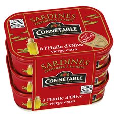 CONNETABLE Sardines à l'huile d'olive vierge 3x135g