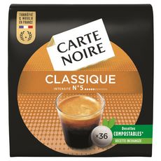 CARTE NOIRE Dosettes de café classique compatibles Senseo 36 dosettes 250g