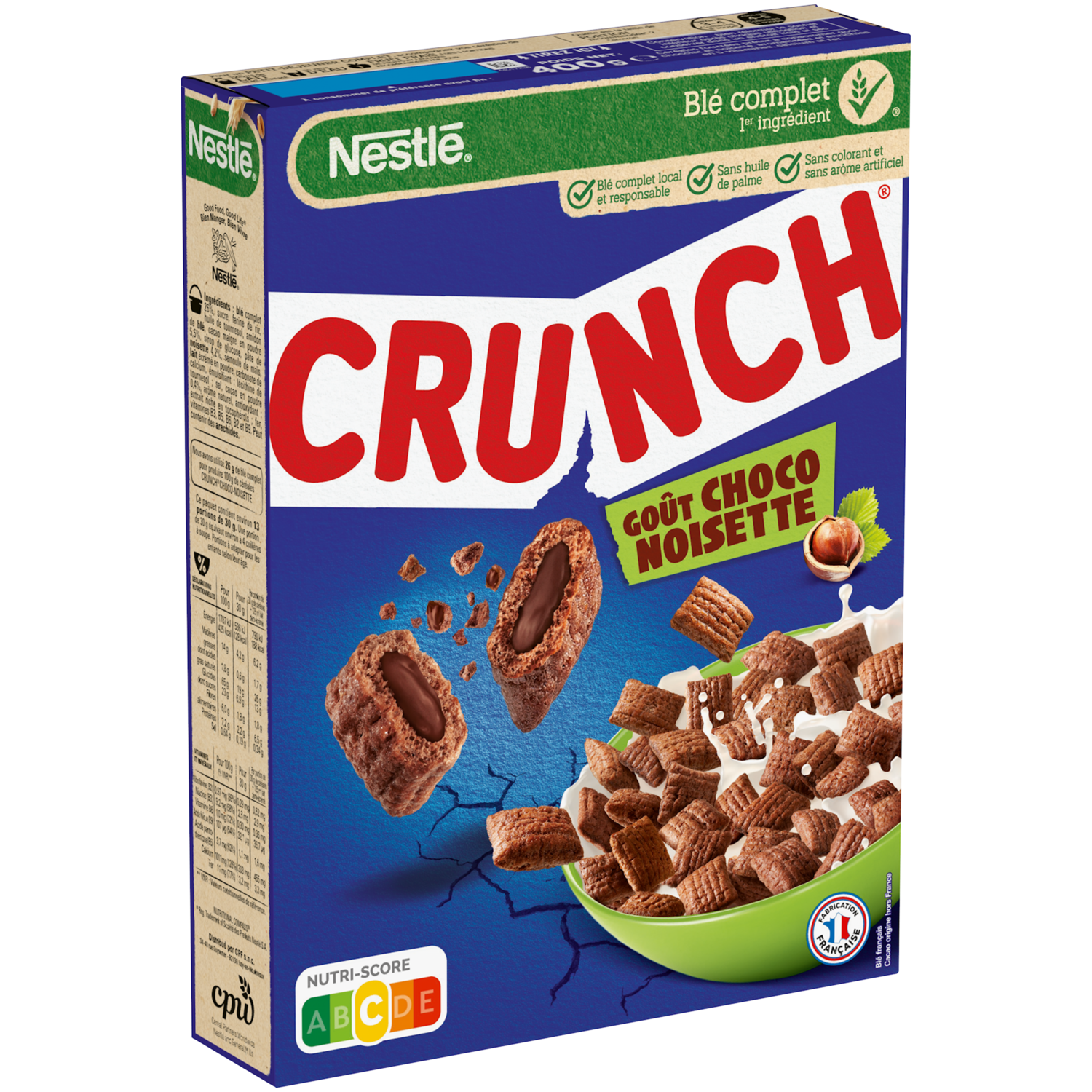 CRUNCH Céréales fourrées Chocolat noisettes 400g pas cher 