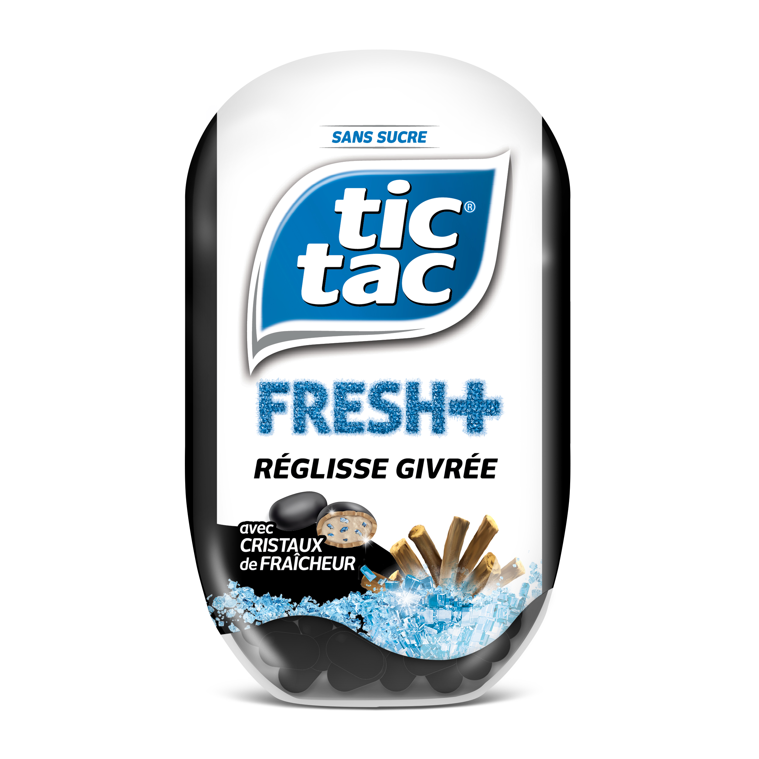 TIC TAC Fresh+ goût réglisse givrée sans sucre 60 dragées 40g pas cher 