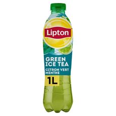 LIPTON Boisson Green Ice tea à base de thé vert saveur citron vert menthe 1l